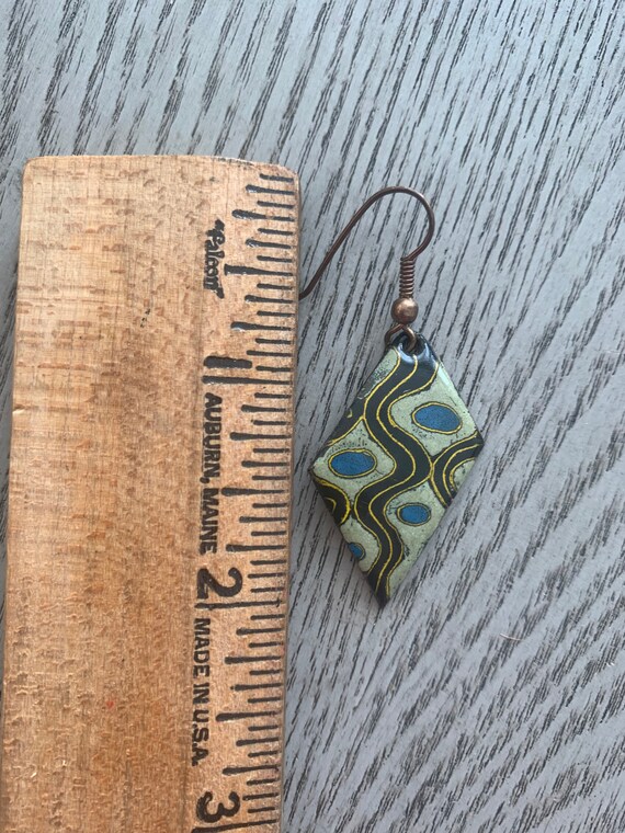 Trippy 70s Psychedelic Enamel Dangles, Hippie Sta… - image 9