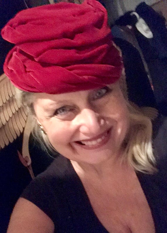 RESERVED DO NOT buy Women's Vintage Claret Lush Velvet pillbox Turban Hat by Lady Bird Creations