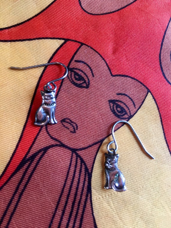 Teeny Tiny itty bitty Kitty Cat Dangle &  Drop Earrings