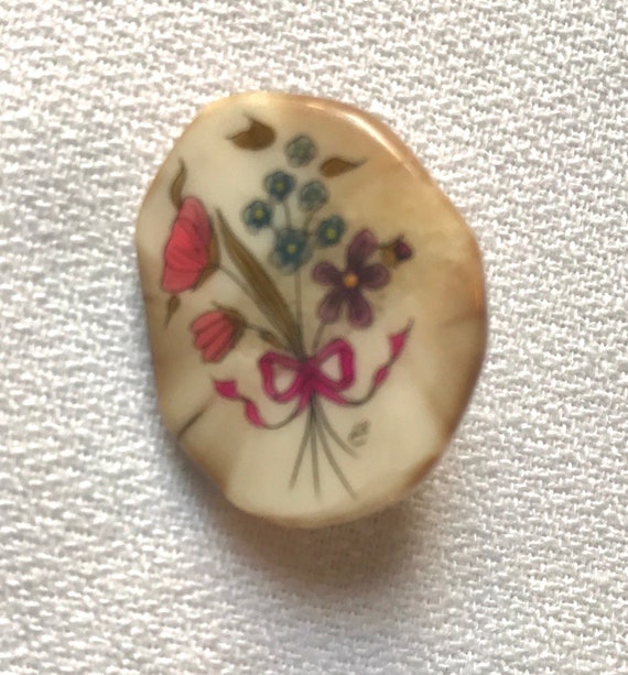 Tiny Vintage Floral Decal Transfer Pin