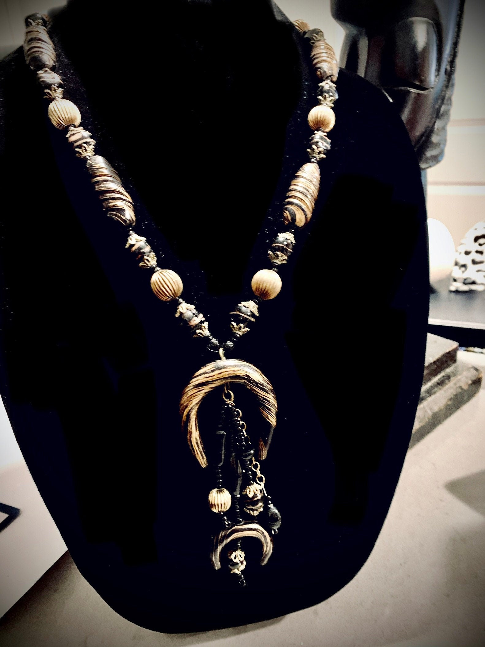 Davitu Fashion Pendant Necklaces Women Boho Long Statement Necklace Beadwork Seed Beads Handmade Loom Stitch Pattern Jewelry Metal Color: M-N0012-D 