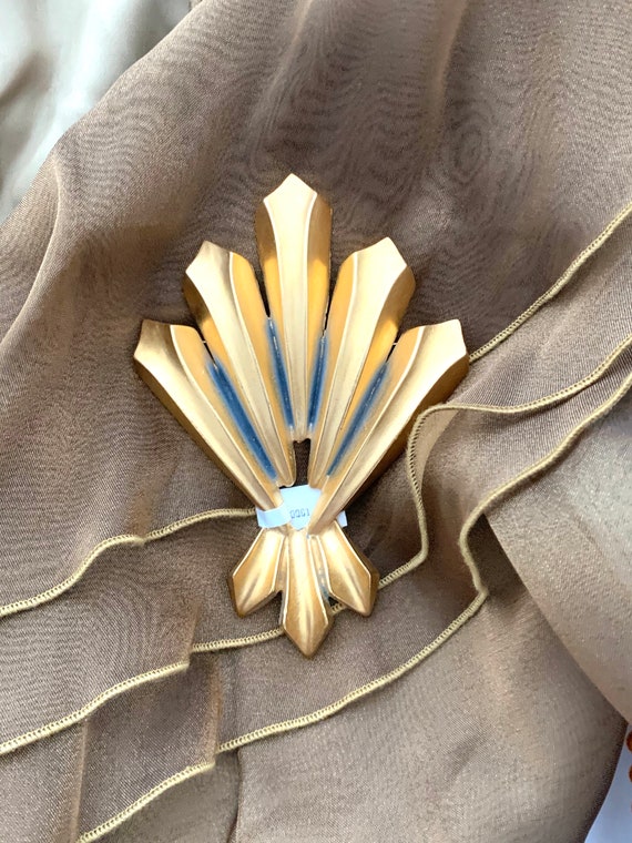 Huge Saks Fifth Avenue Art Deco Fan Unisex Lapel … - image 9