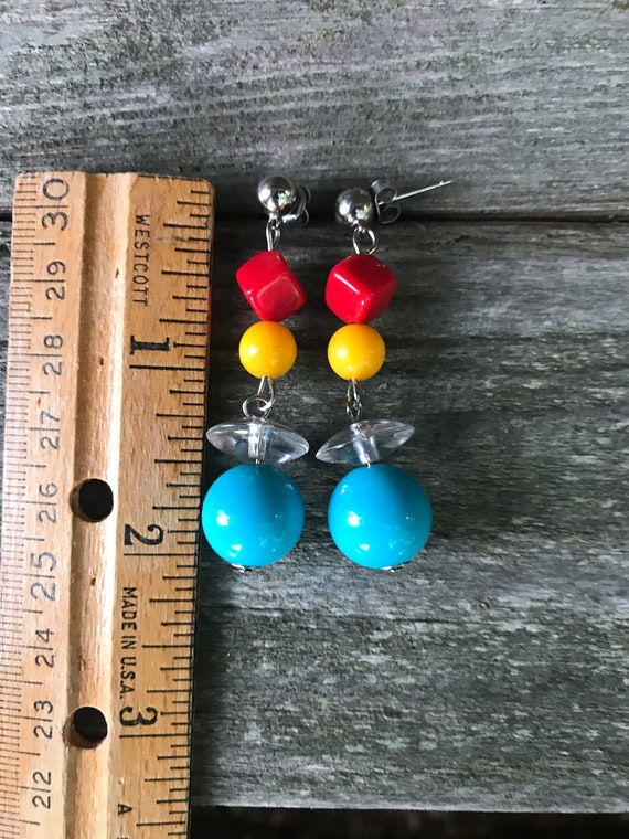 Cool Mid Century Rainbow Plastic Beaded Dangle St… - image 7