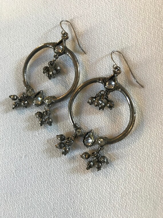 Beautiful Silvertone & Crystal Hoops, Chandelier … - image 6