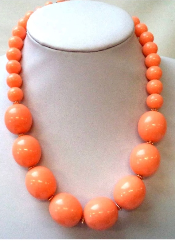 Light peachy Tangerine Orange Graduated Large Plastic Beads from Hong Kong