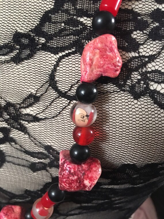 Dyed Red Rock & Cartoon Buddha Vintage Beads, Boh… - image 5