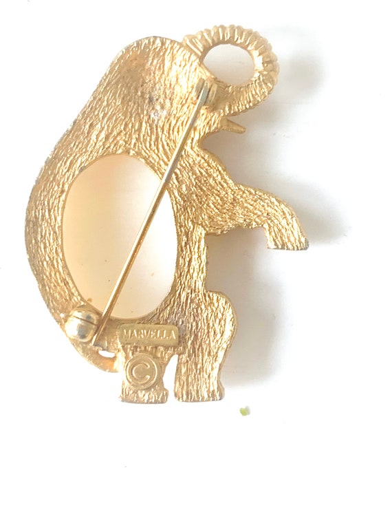 Marvella Elephant Pin, Gold tone with Mother of P… - image 4