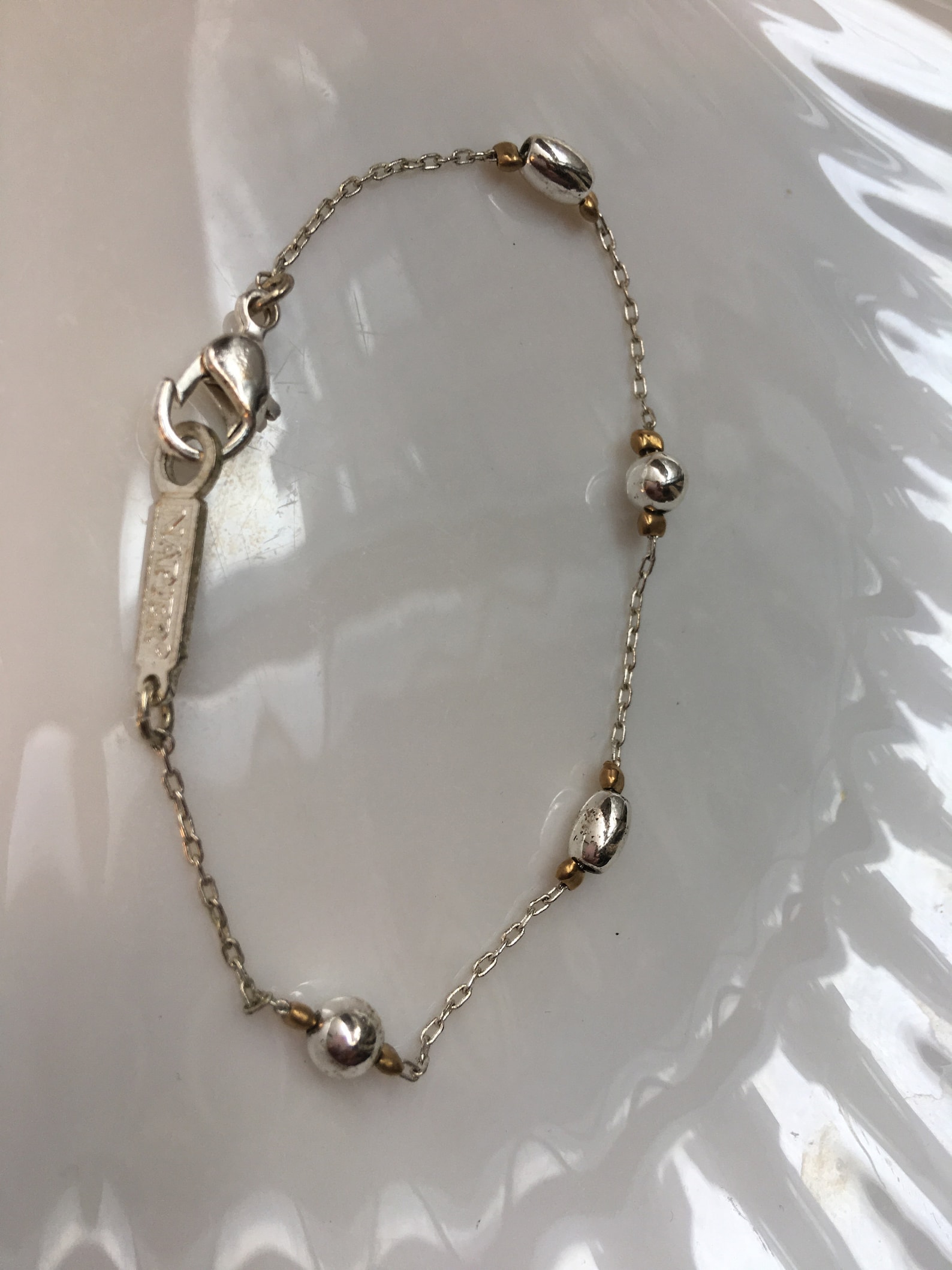 Vintage Napier Silver Chain Link Bracelet With Two Tone Etsy