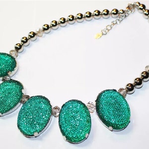 Glitzy sea blue green Sparkly Disco Choker statement necklace