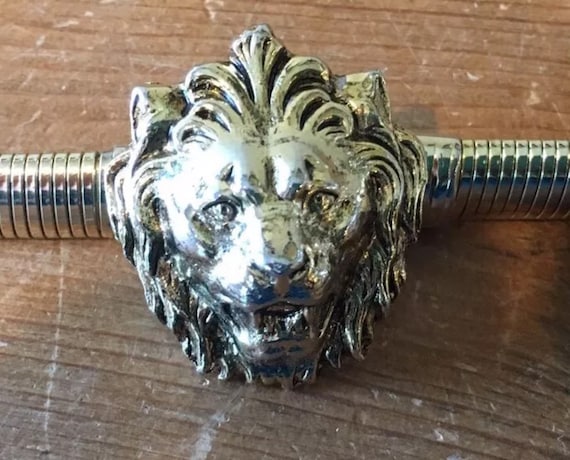 Fierce Anne Klein Lion Head Logo Buckle Goldtone … - image 1