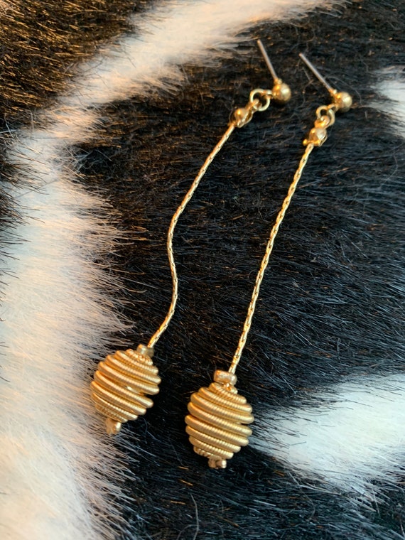 Long Goldtone Swingy Disco Drop and Dangle Statement Earrings 70s Vintage Etsy Canada