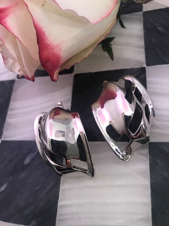 Trifari Silvertone Modernist Open Work Winged big… - image 2