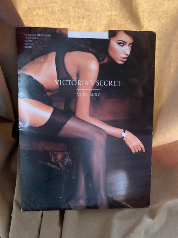 Victorias Secret Very Sexy Sheer White Stockings, NIB late 90s Vintage, Size B, White Wedding Stockings