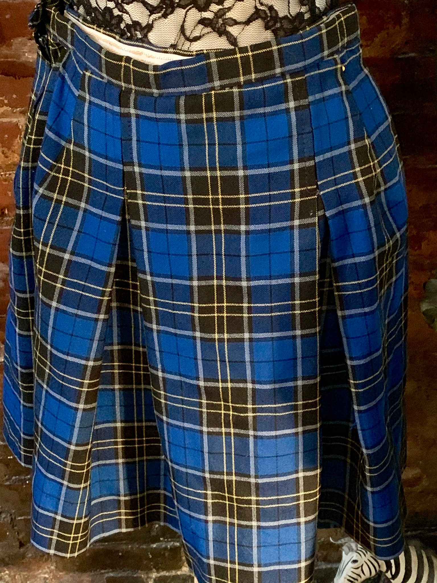 Punky Vintage Royal Blue Plaid Mini Skirt, Uniform Cheering Field