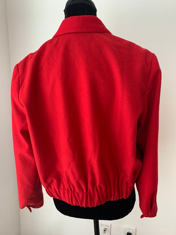 Bill Blass Cherry Red Bomber with Preppy Gold But… - image 7