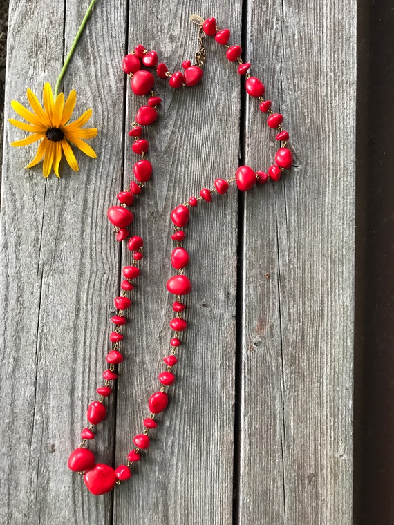 A Really Stunning High End PliE San Francisco Designer Jewelry Red Coral Necklace Better Department Stores & Boutique Costume Jewelry