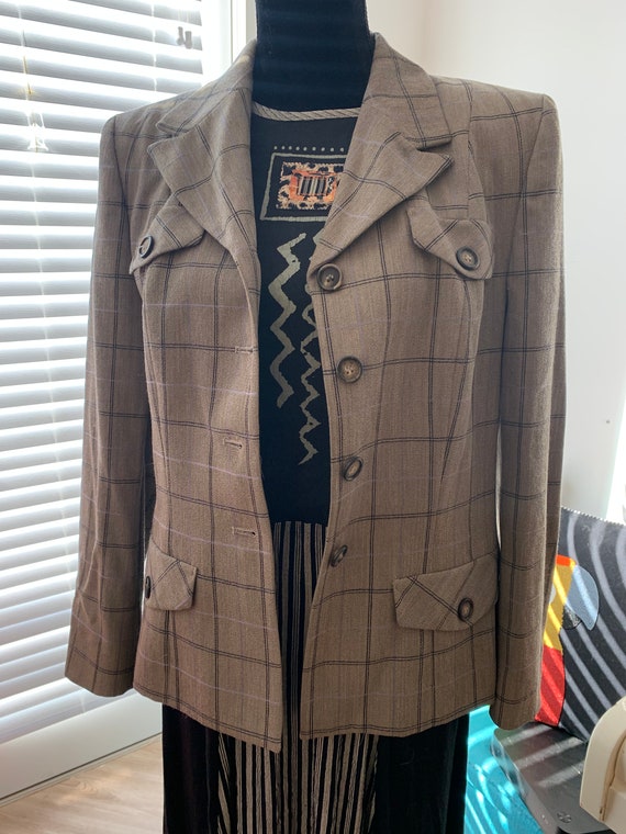 Vintage Pendleton Plaid Jacket, Classic Taupe Wit… - image 8