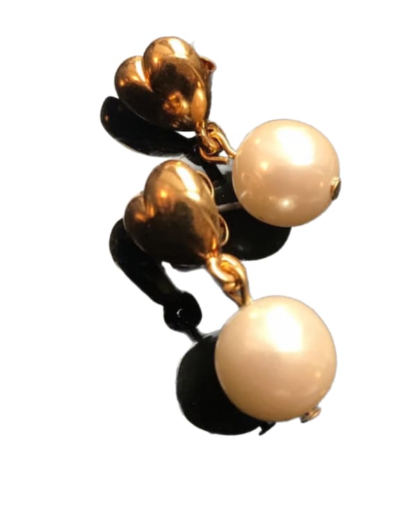 Avon Golden Heart Pearl Dangles Unworn Vintage Old Stock, Valentine Be Mine, Valentine’s Day Gift for Sweetheart