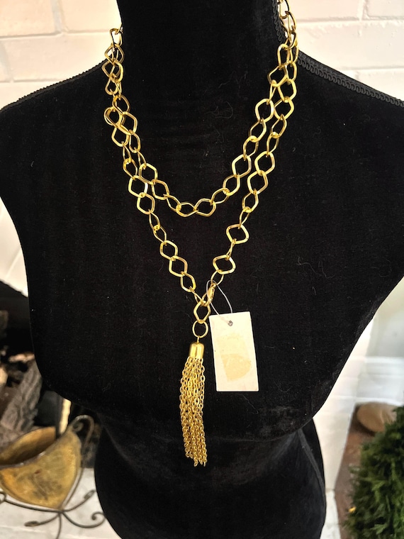 Vintage Gold Chain Tassel Belt  and Convertible Wrap Necklace | Retro Boho Statement Piece