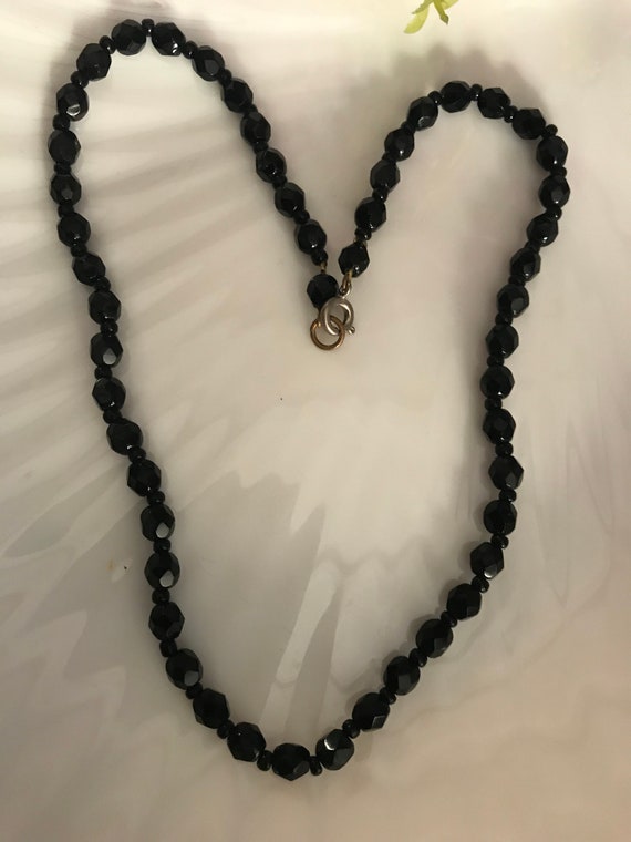 Dainty Black Glass Gem Beaded Necklace, Heirloom Quality Vintage Antique Jewelry, perfect for Prom memories or Sweet 16 gift