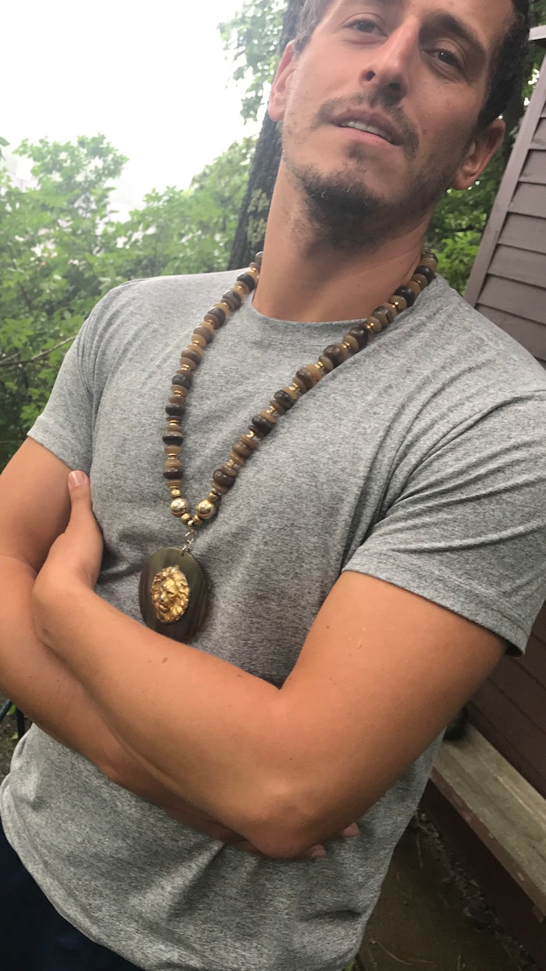 Over the Top 70s Hip Hop Disco Glamour Jewelry Massive Vintage Golden Lion Medallion Necklace