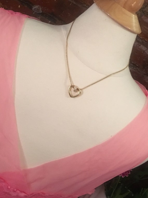 Sweet Avon rhinestone Heart Pendant Necklace