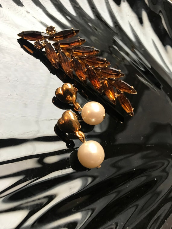 Avon Golden Heart Pearl Dangles Unworn Vintage Ol… - image 8