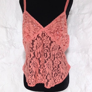 Vintage Victoria’s Secret Pinky Peachy Coral Lace Tank Camisole Top