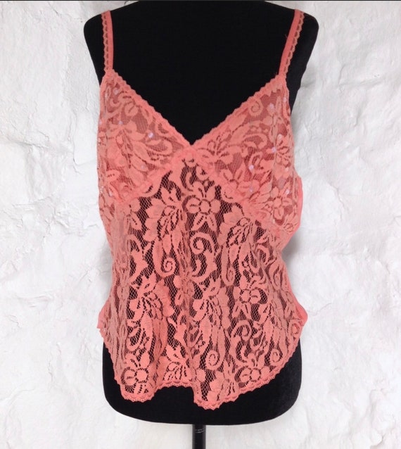 Vintage Victoria’s Secret Pinky Peachy Coral Lace Tank Camisole Top