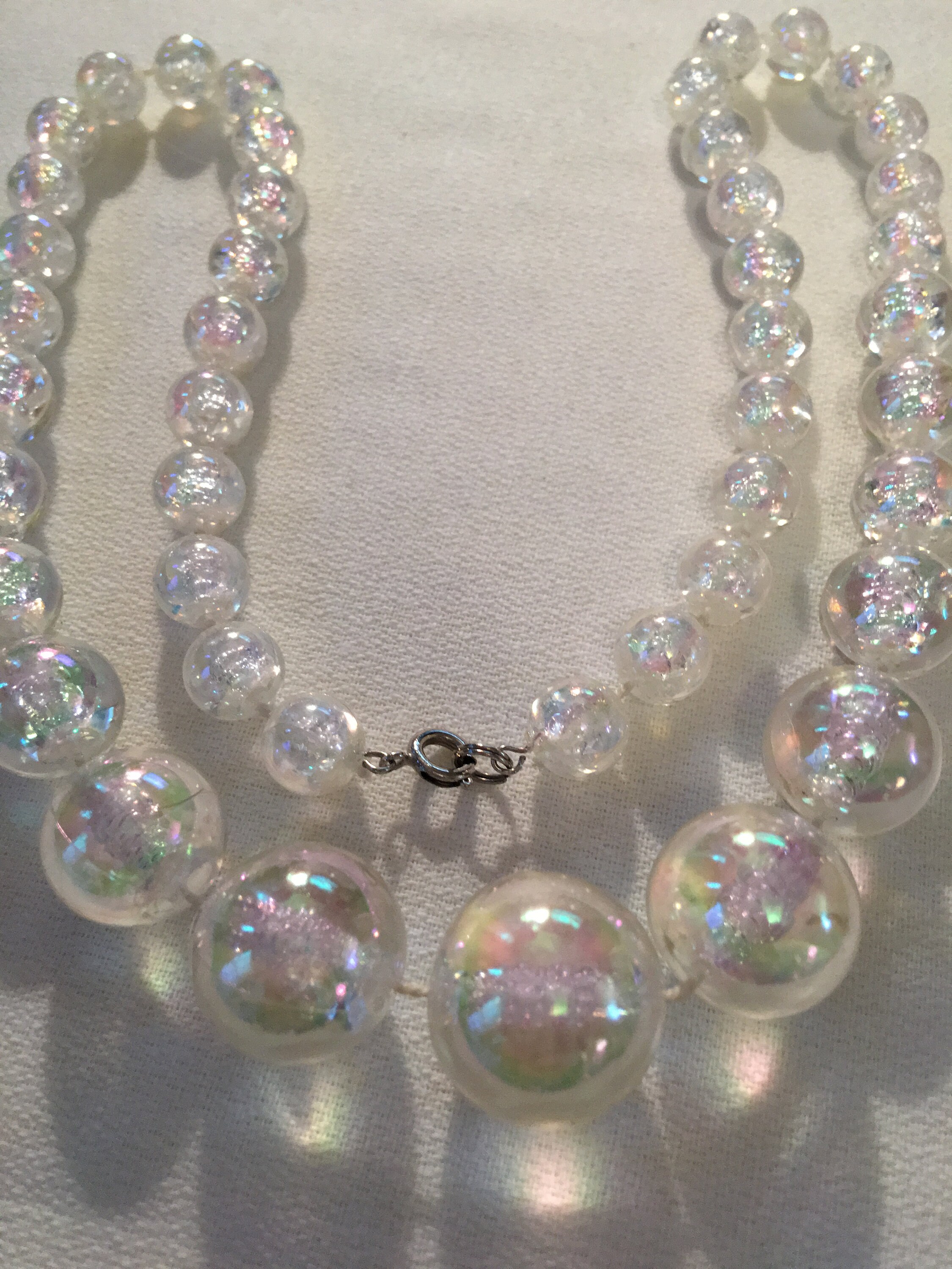 Atomic AB Crystal Lucite Bubble Beads, Cocktail Party Necklace, Classic