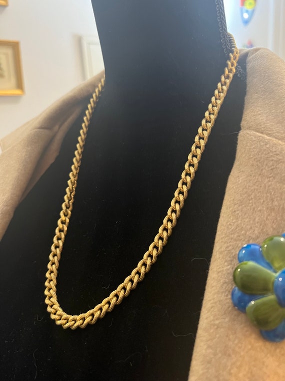 Thick Gold Chain Necklace, Sexy 70s Disco Bling, Heavy Textured and Shiny Gold Tone Estate Find