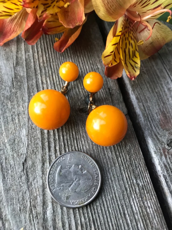 Marigold Mustard Yellow Bakelite Double Ball Drop… - image 7