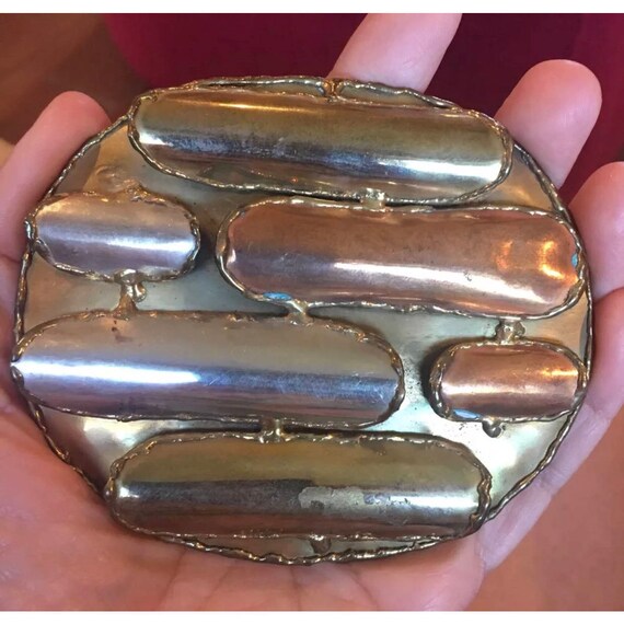 Huge Fabulous Vintage Funky Mixed Metal Brutalist Abstract Modernist Oversized Big Bling  Ladies Belt Buckle Made in India