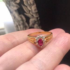 Pretty in Pink & Ice Rhinestone. Goldtone Birthstone Cocktail Ring image 2