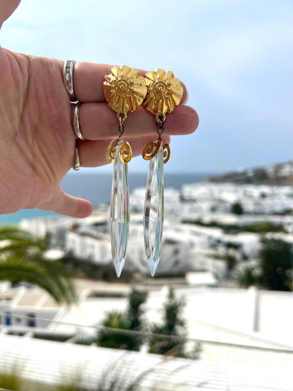 80s Glam Shoulder Duster Earrings! Chandelier Crystal Sunburst Swirls Statement Earrings, Glamour Wedding, Date Night Sexy Vintage Bling