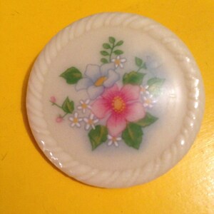 Avon porcelain Floral Transfer Pin, Vintage Brooch