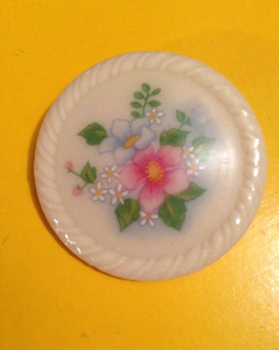 Avon porcelain Floral Transfer Pin, Vintage Brooch