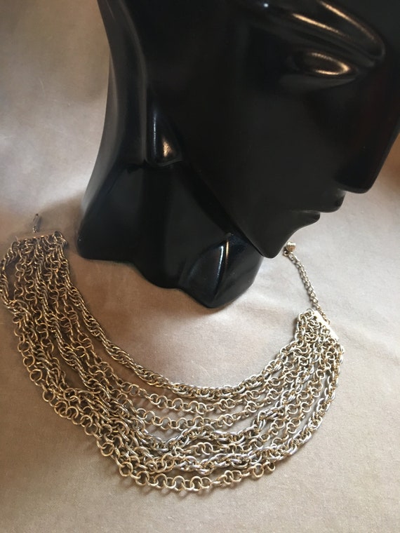 RESERVED A Fabulous Seven Multi Strand Mid Century Modern Goldtone Draping Choker Collar Statement Necklace