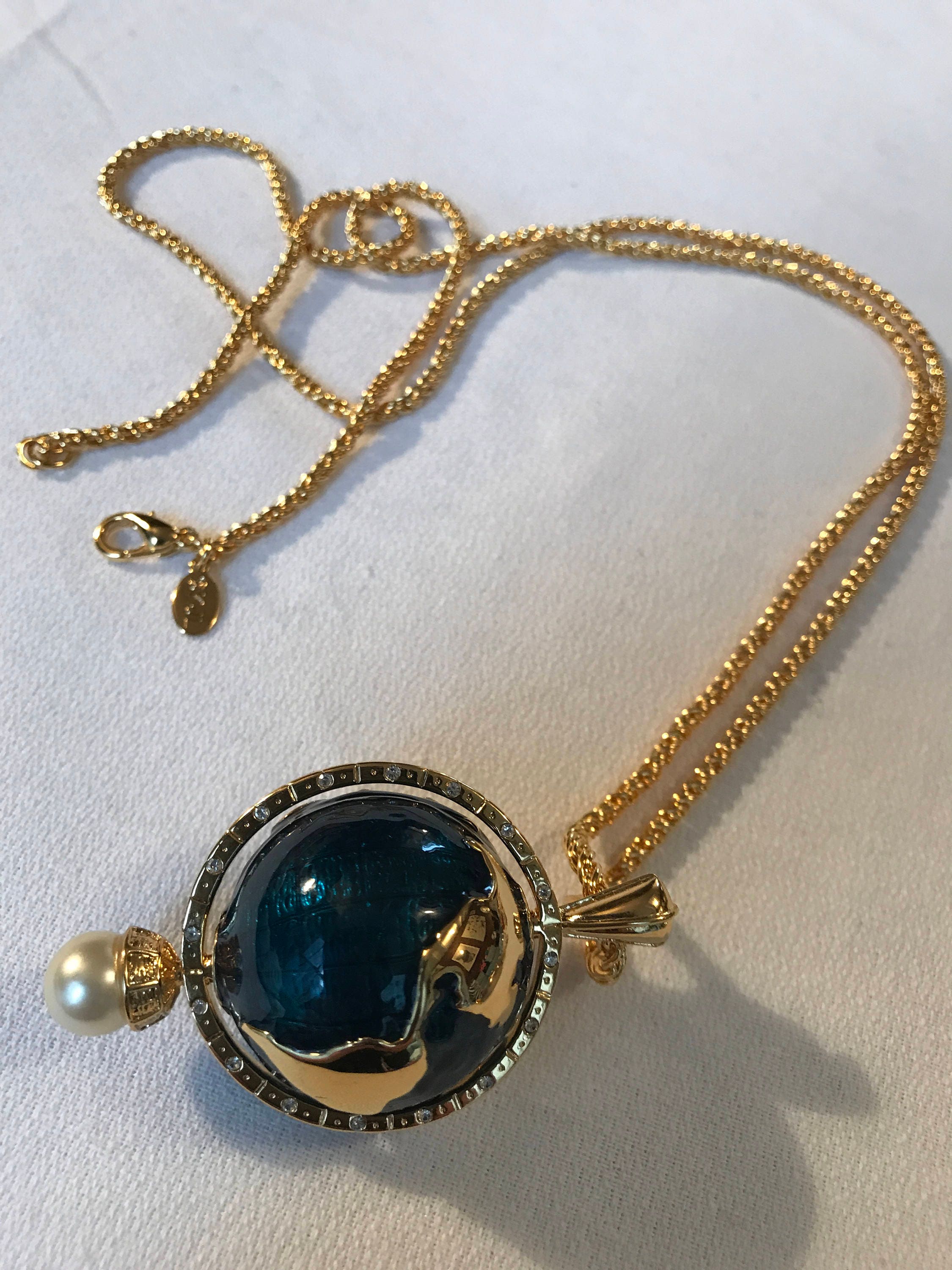 So Scarface! KJL KENNETH J LANE Spinning World Globe Necklace