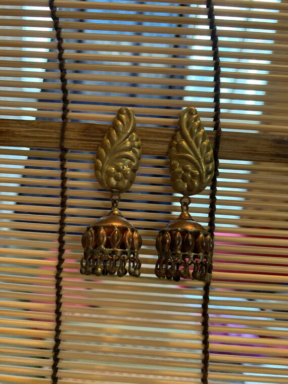 Vintage Boho Art Nouveau Fringy Statement Earrings - image 2