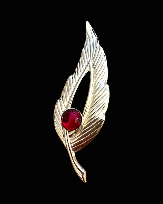 Feathery Frond Lapel Pin, Mid Century Hollywood Re