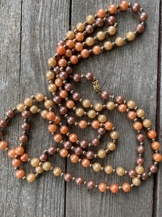 Warm Colored Cream pumpkin & Bronze Faux Pearl Bea