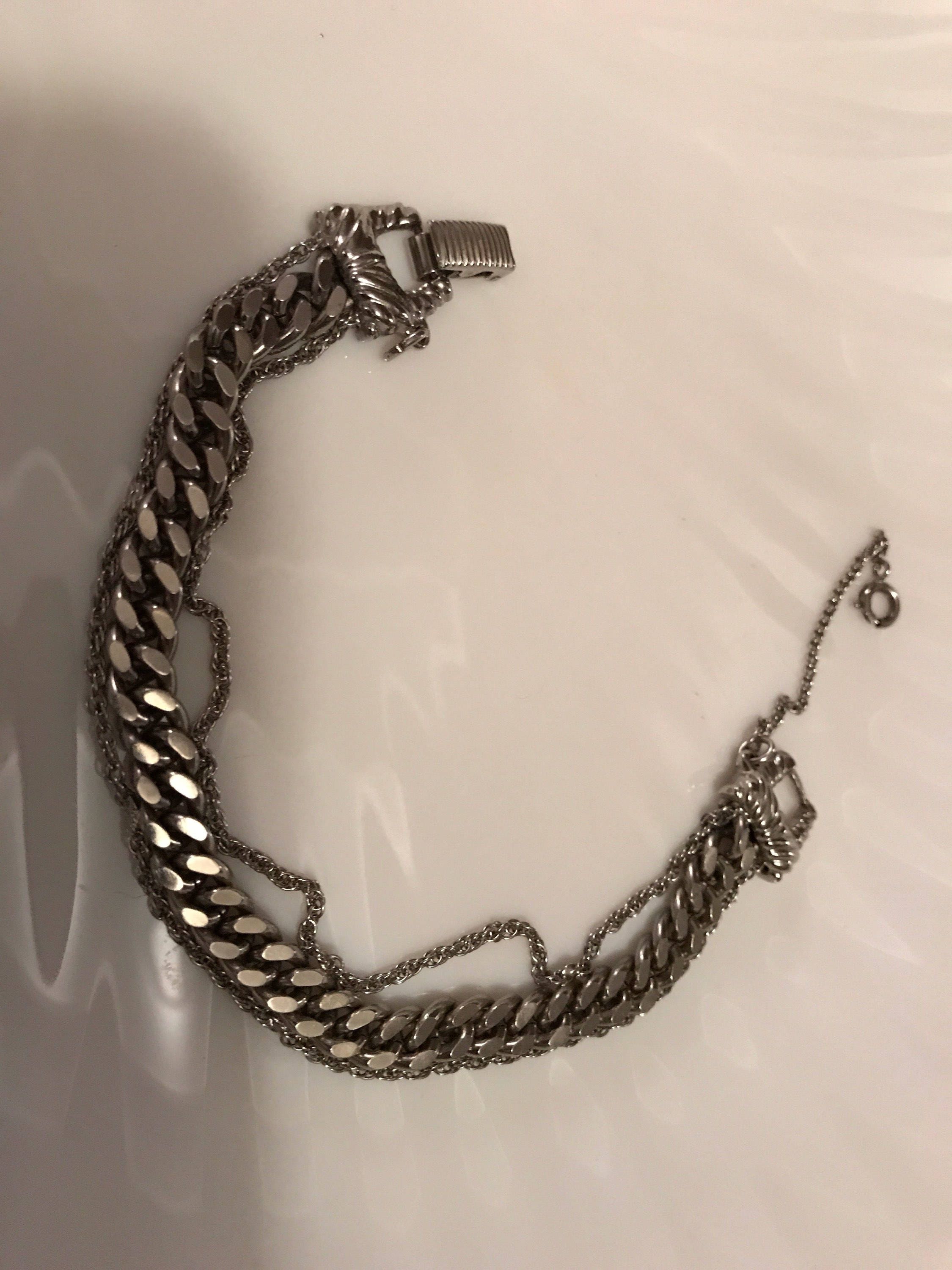 Vintage Signed Goldette N.Y. Silvertone Narrow Woven Link Bracelet with