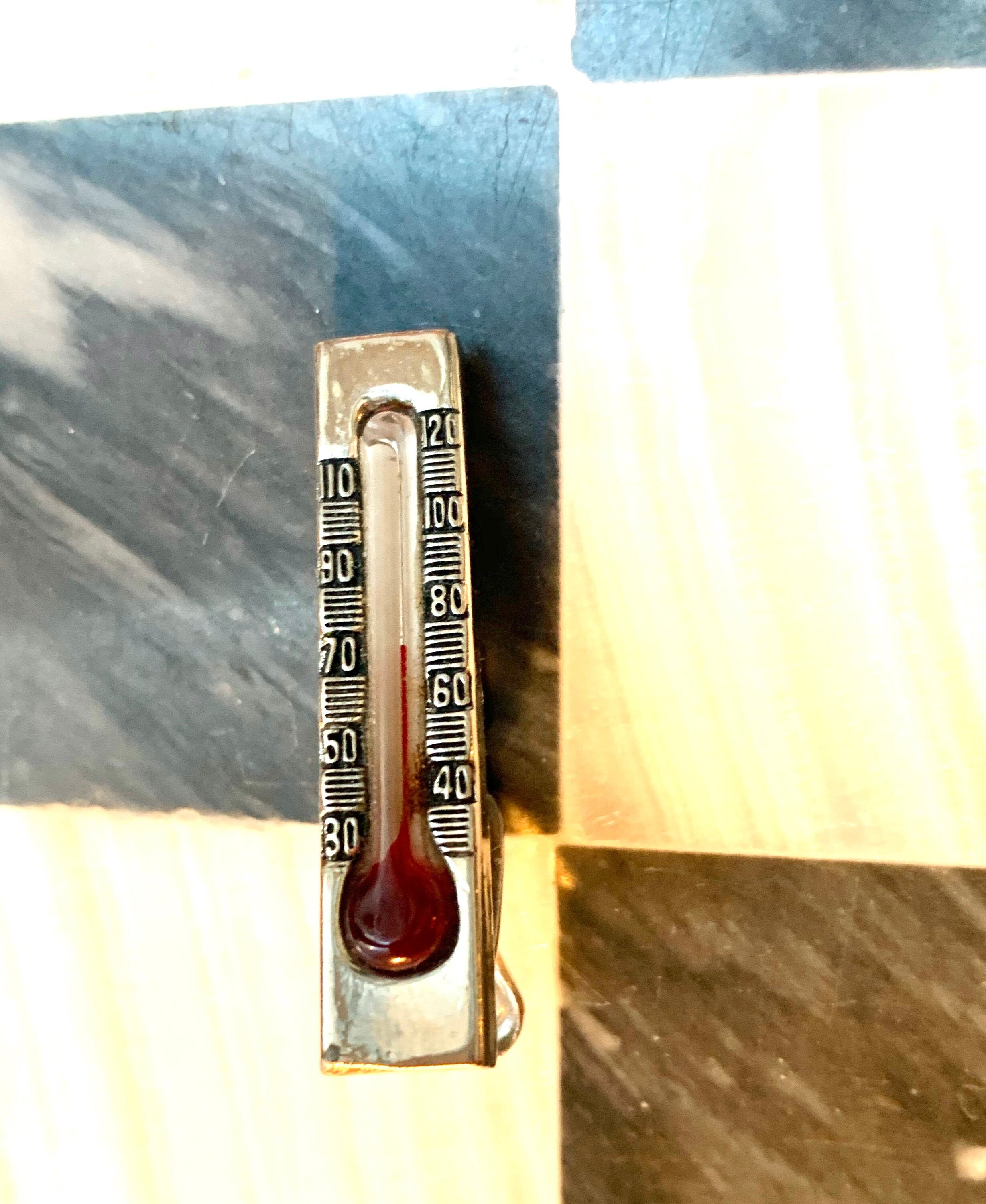 Real Working Mini Thermometer Tie Clip, Unusual Mid Century Modern