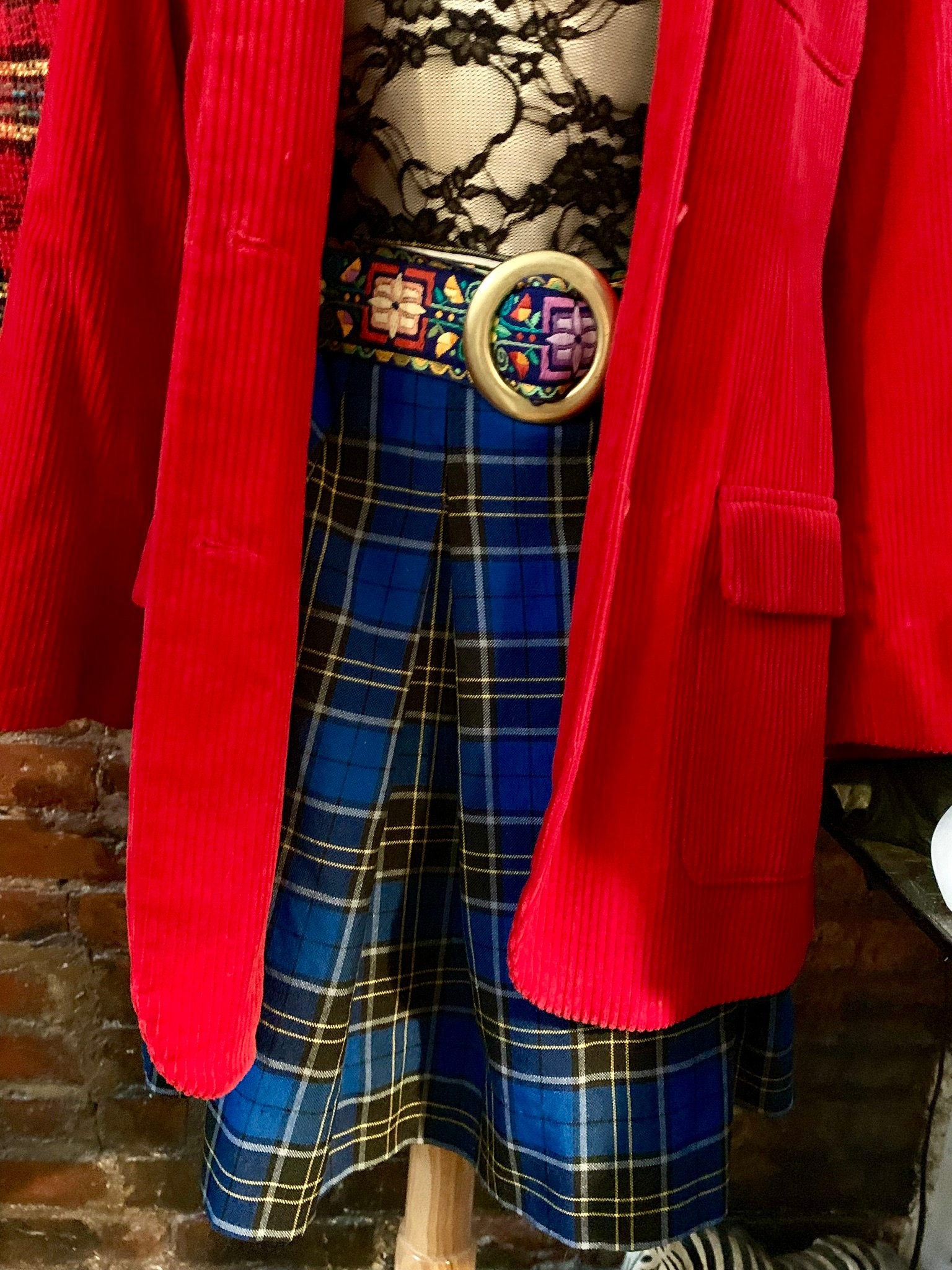 Punky Vintage Royal Blue Plaid Mini Skirt, Uniform Cheering Field