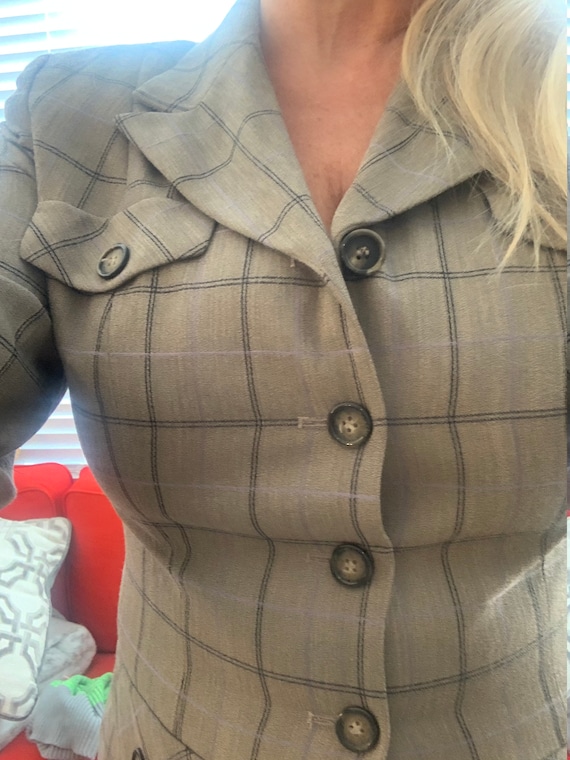 Vintage Pendleton Plaid Jacket, Classic Taupe Wit… - image 2