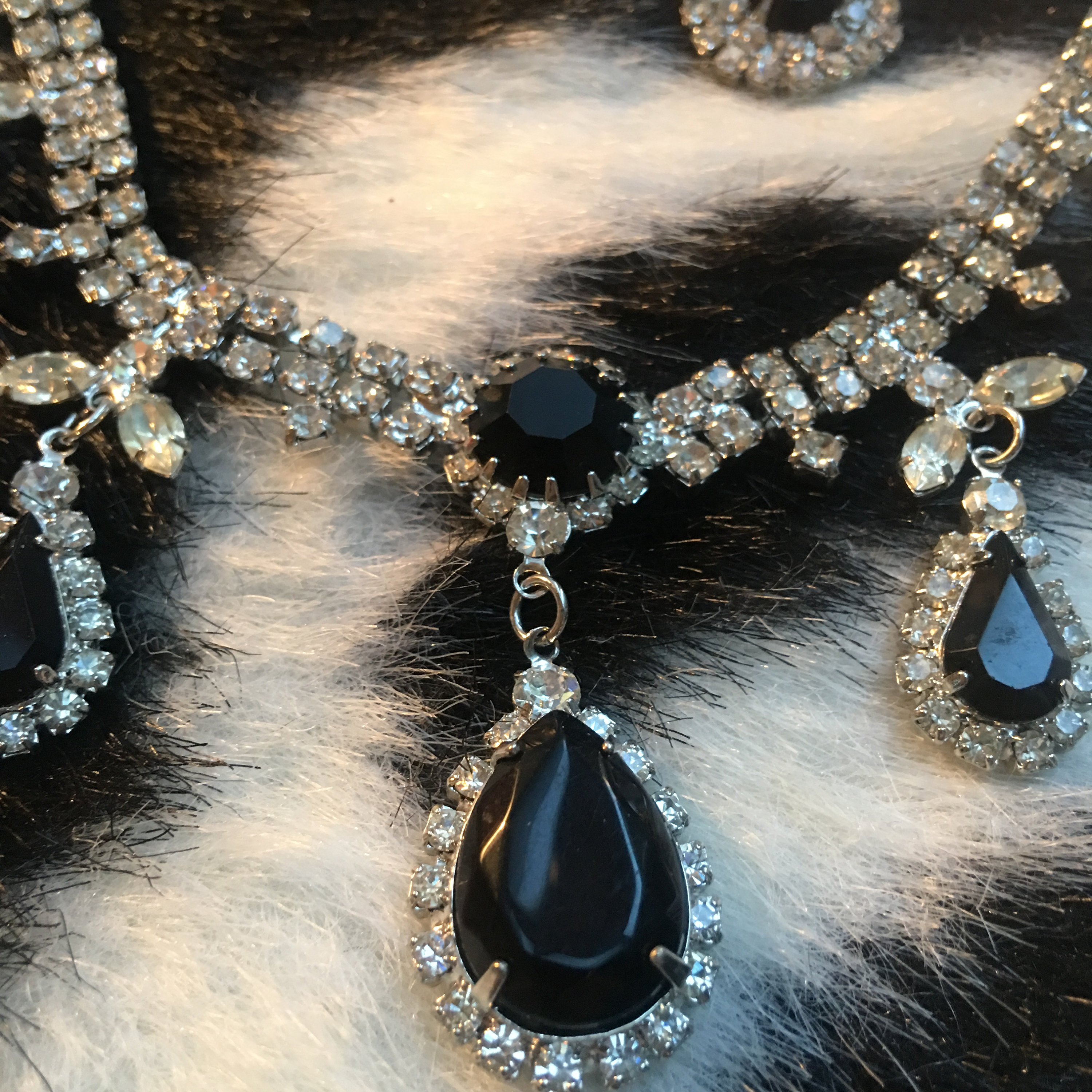 A Dazzling Vintage EISENBERG ICE Jet Black & Sparkling Ice Rhinestone ...