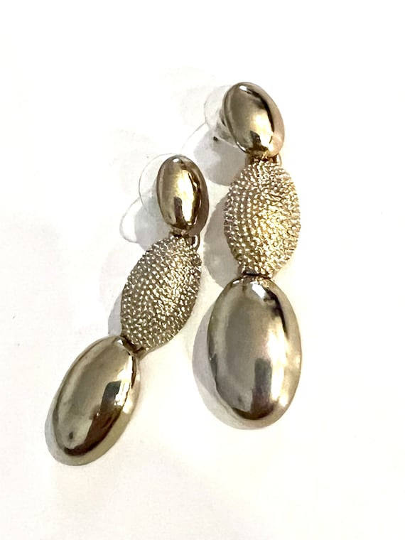 Mid Century Modern Silvertone Dangle Earrings