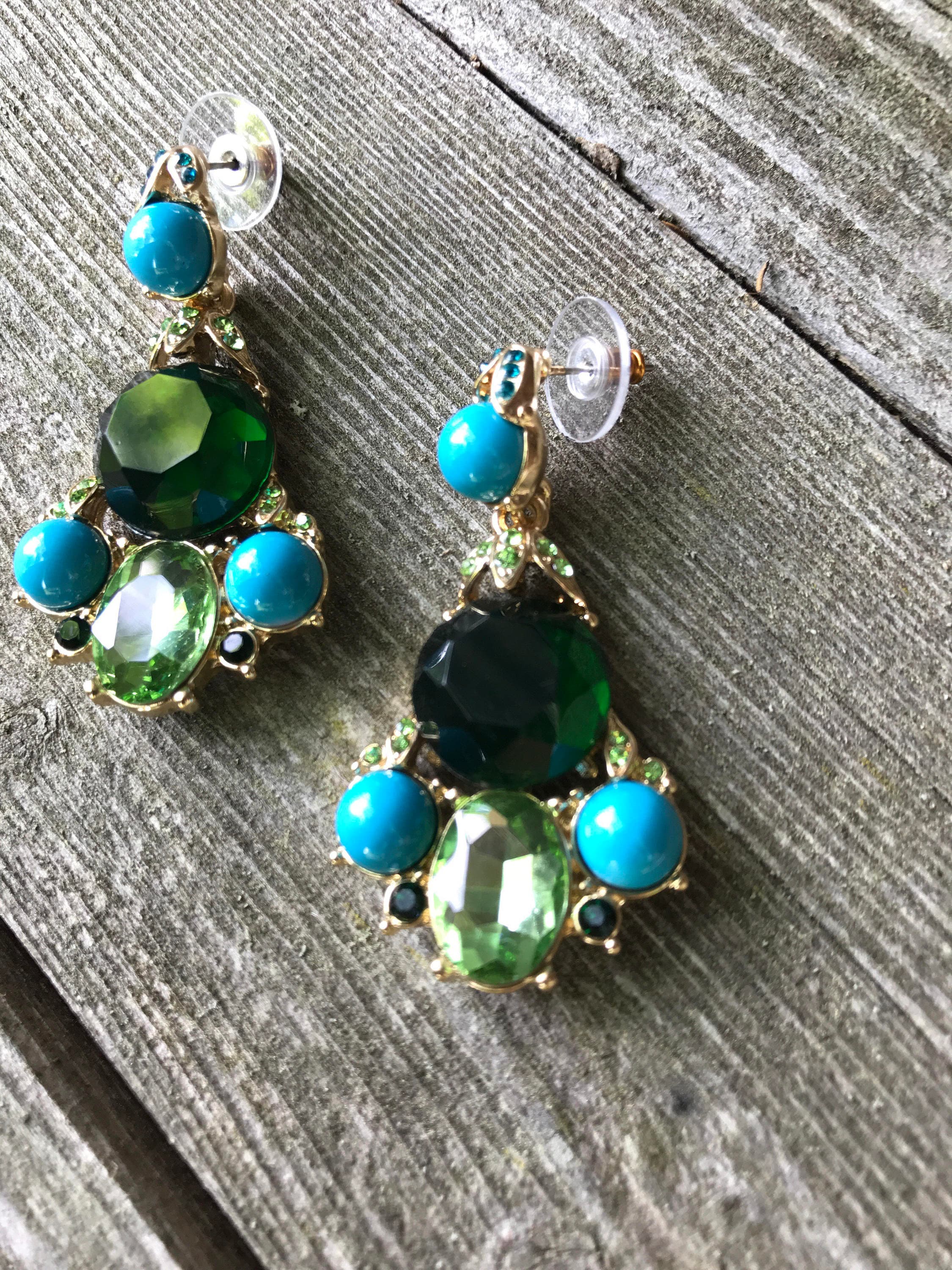 unsigned designer pair of higher end costume jewelry chandelier