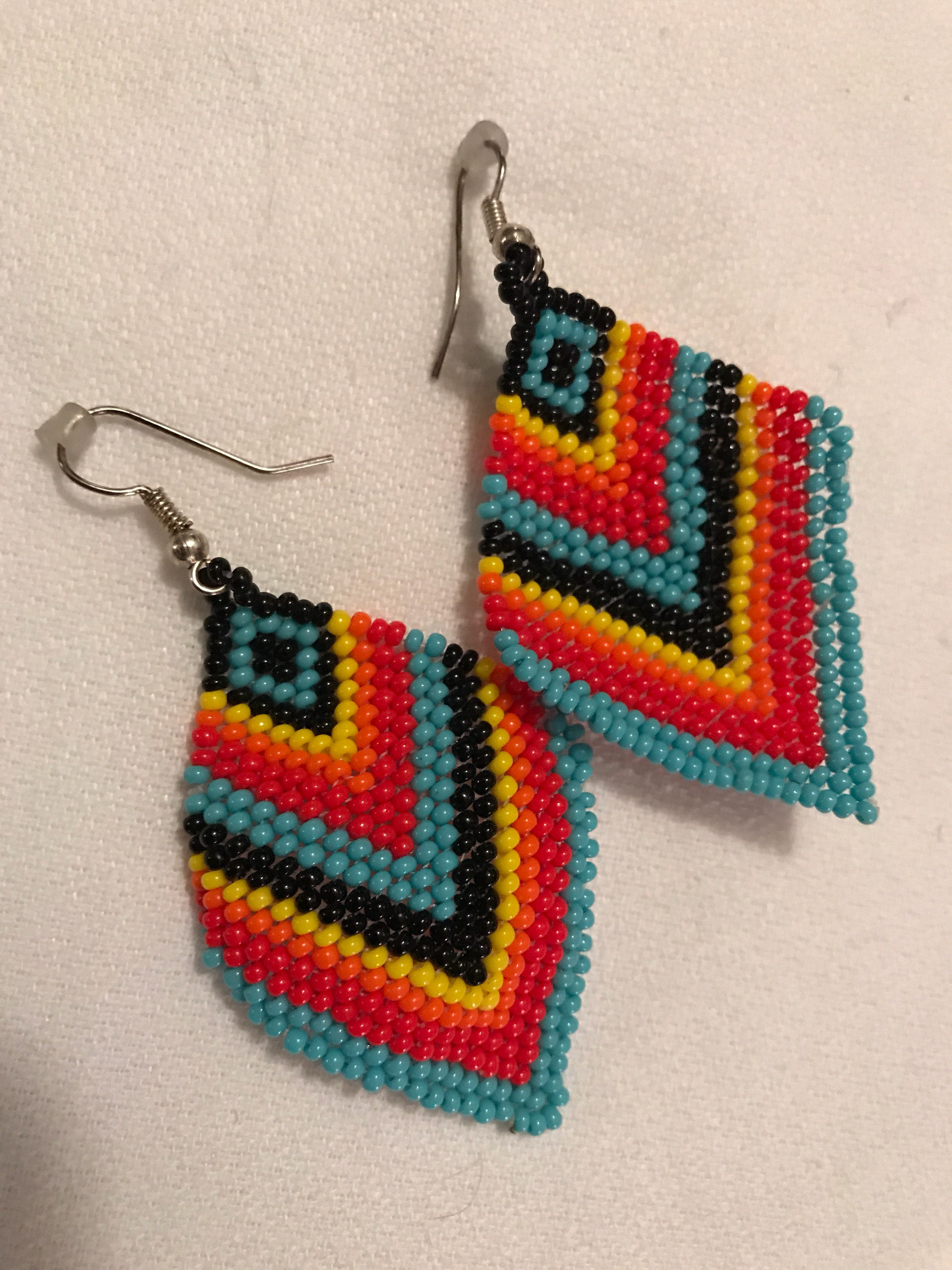 Colorful Rainbow Boho Tribal Southwestern seed bead Dangle Earrings